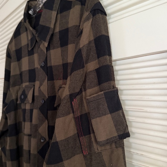 I JEANS BY BUFFALO Flannel Shirt - Black and Tan Plaid - Picture 5 of 8
